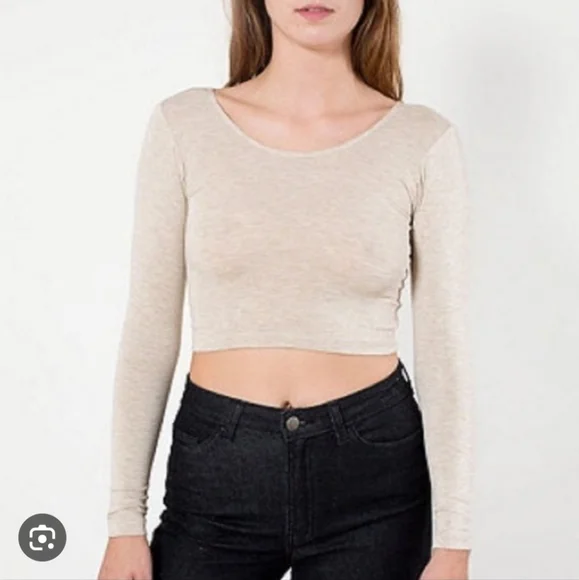American Apparel Long-Sleeve Crop Top - Picture 2 of 5